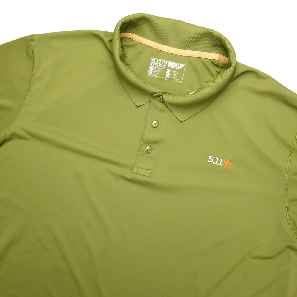 5.11 Tactical Polo Shirt Mens 2XL Green Solid Performance Stretch Top Hiking